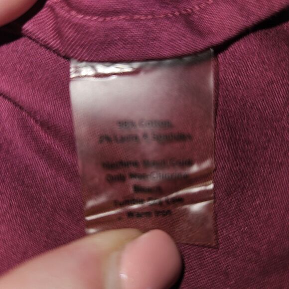 Talbots Womens Burgundy Purple Three Quarter Sleeve Button Down Shirt Size L - Picture 7 of 8
